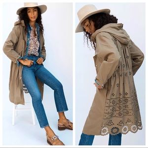 Anthropologie Harriet Embroidered Utility Coat